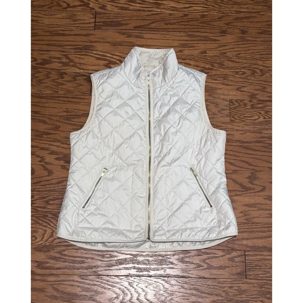 Old Navy Women's Cream Quilted Full Zip Vest w/ Gold Hardware, Size L